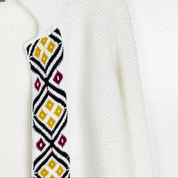 OLD NAVY White Long Sleeves AztecTrim Open Front Cardigan, Size Small - Picture 10 of 10